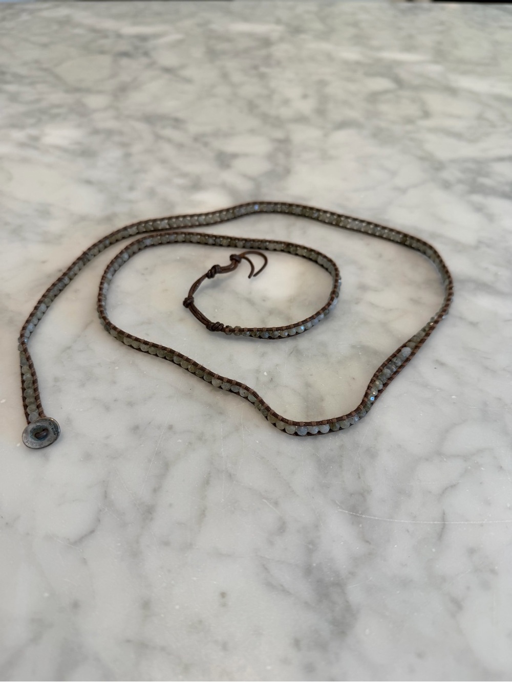 Chan Luu Metallic Brown Beaded Wrap Bracelet and Necklace Set